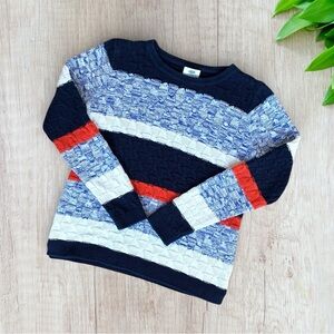 Old Navy Orange White & Blue Cotton Knit Sweater Size M